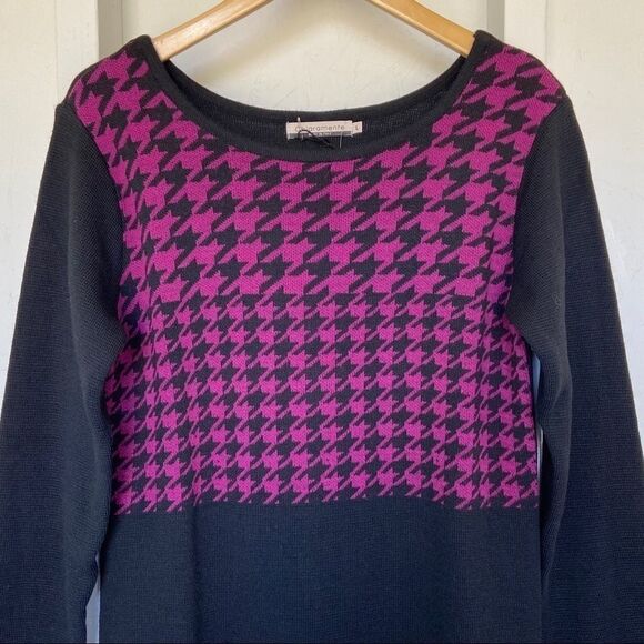 Italian Made Chiaramente Houndstooth Knit Dress L - Picture 3 of 7